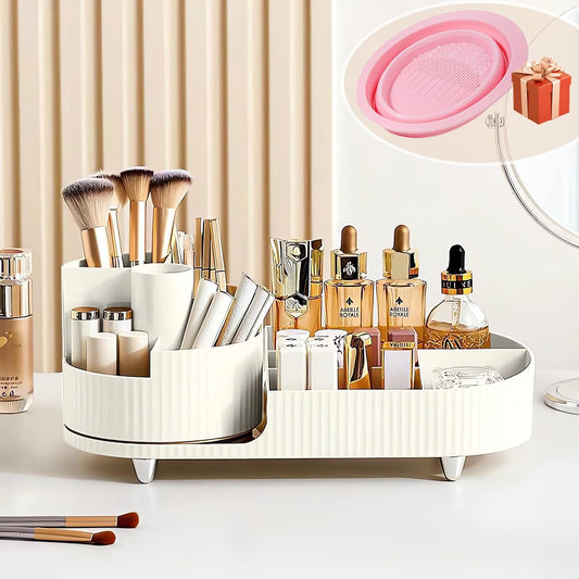 Makeup Organiser, 360 Rotating Makeup Organiser, Rotating Compartment 2 In 1 Skincare Organiser